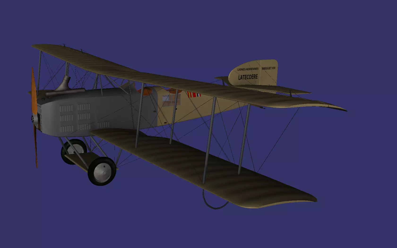 Breguet 14 or Breguet XIV Free low-poly 3D model_0