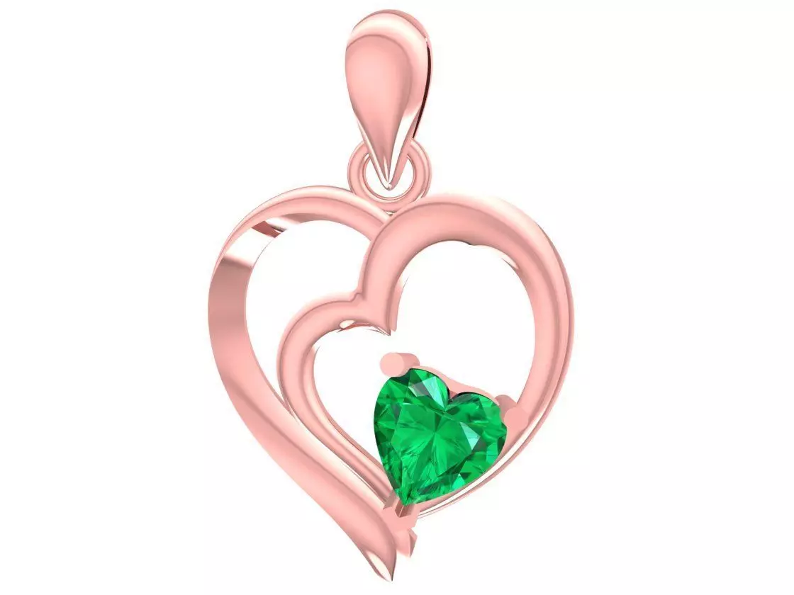Elegant Double Heart Gemstone Pendant for Women 3049 3D print model
