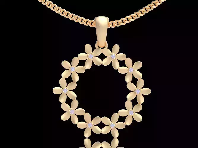 Flower pendant sterling gold 3D printable model