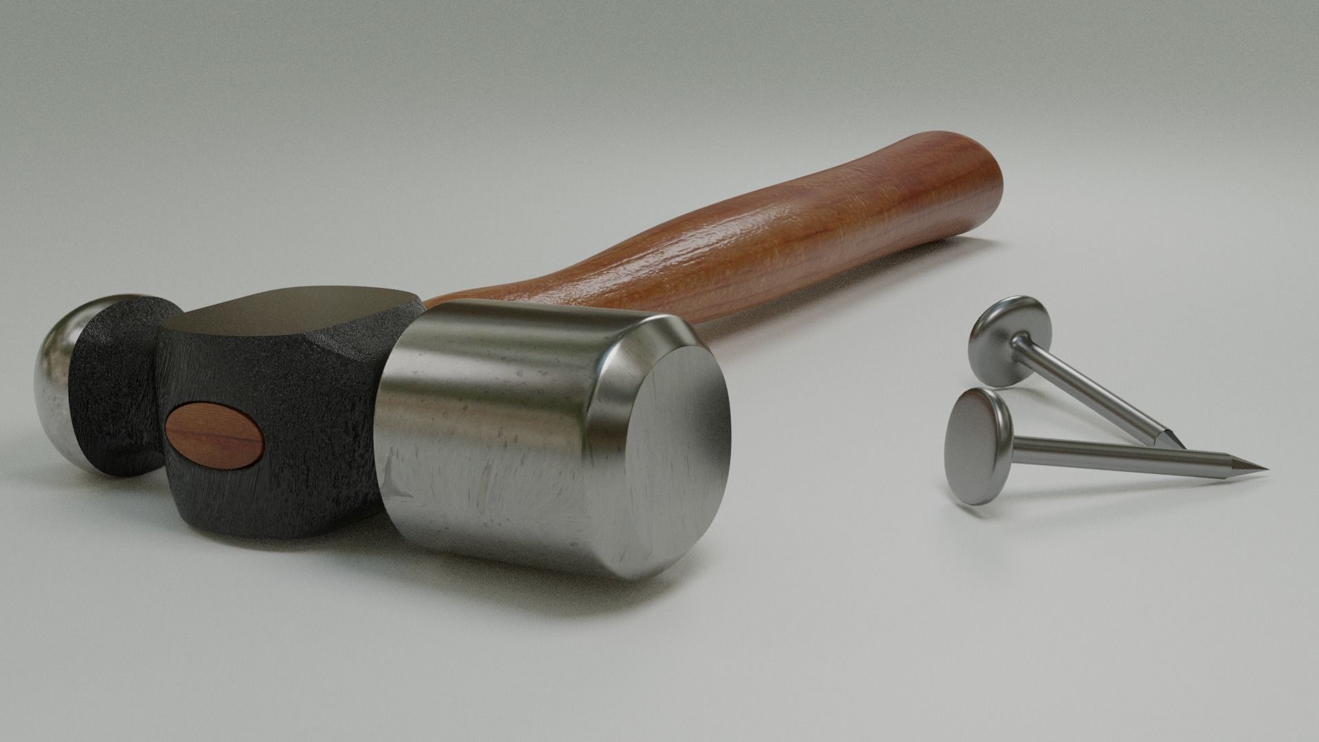 Wooden Hammer 3D model_3