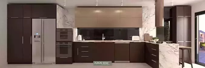 Kitchen Design Gold Modern FGM 3D model