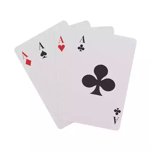 Four Playing Cards - 4 Cartas de Baralho  Low-poly 3D model