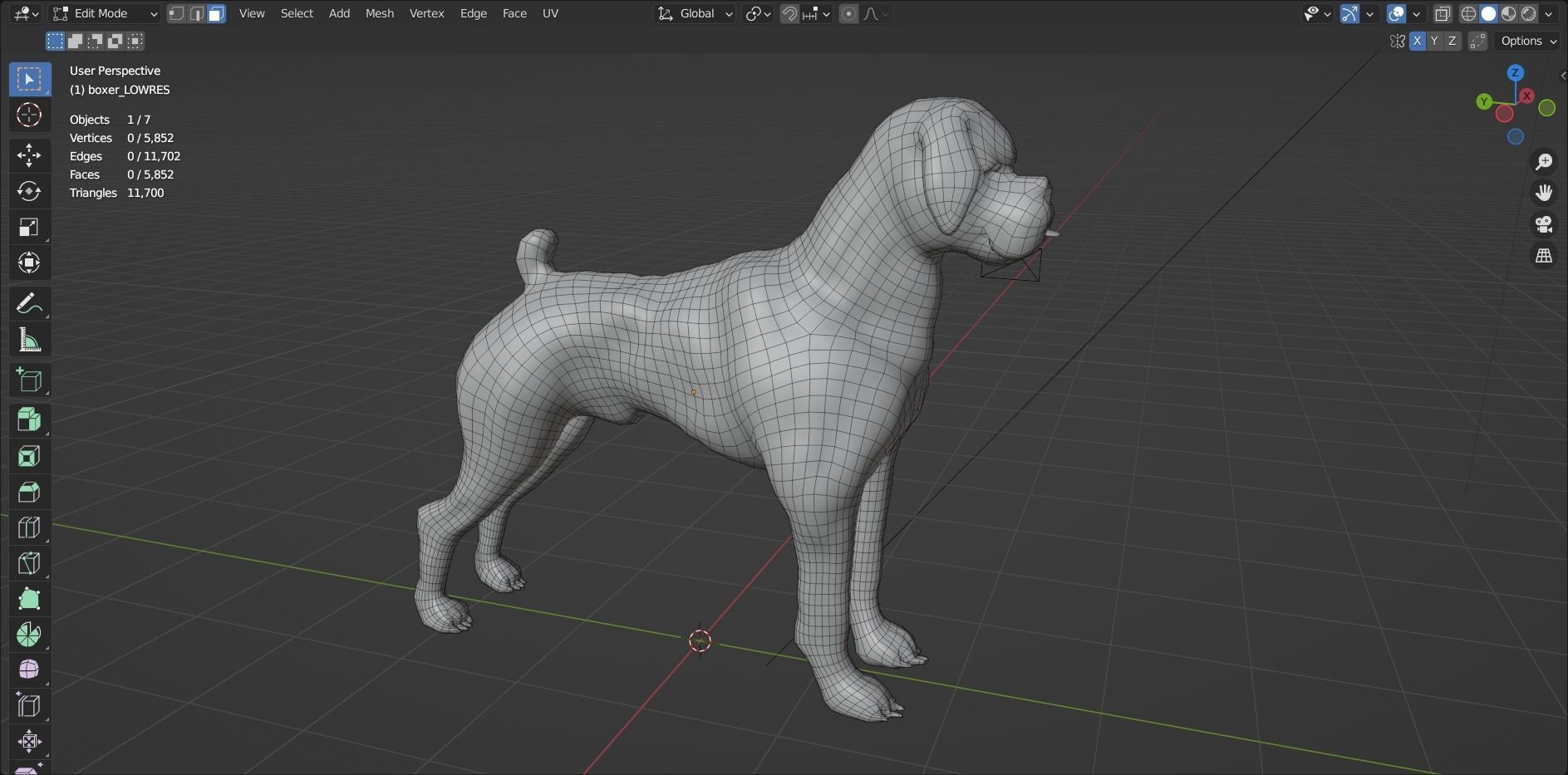 boxer dog Low-poly 3D model_1