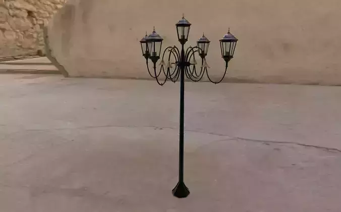 Street retro lights  Low-poly 3D model