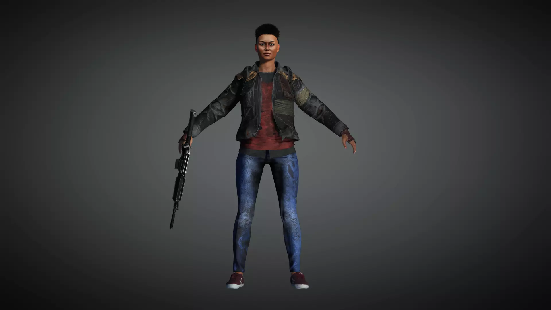 AAA Apocalypse Female Character 05 Low-poly 3D model_0