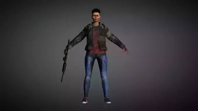 AAA Apocalypse Female Character 05 Low-poly 3D model