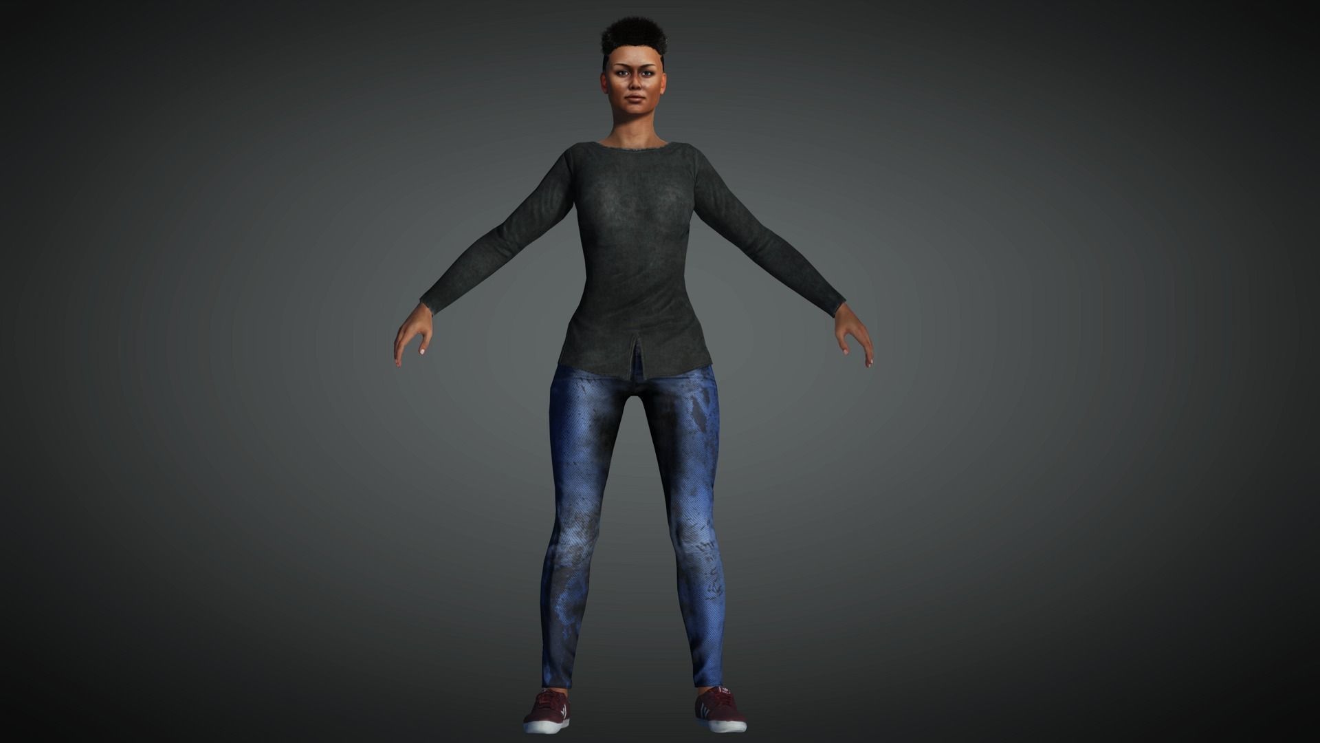 AAA Apocalypse Female Character 05 Low-poly 3D model_11