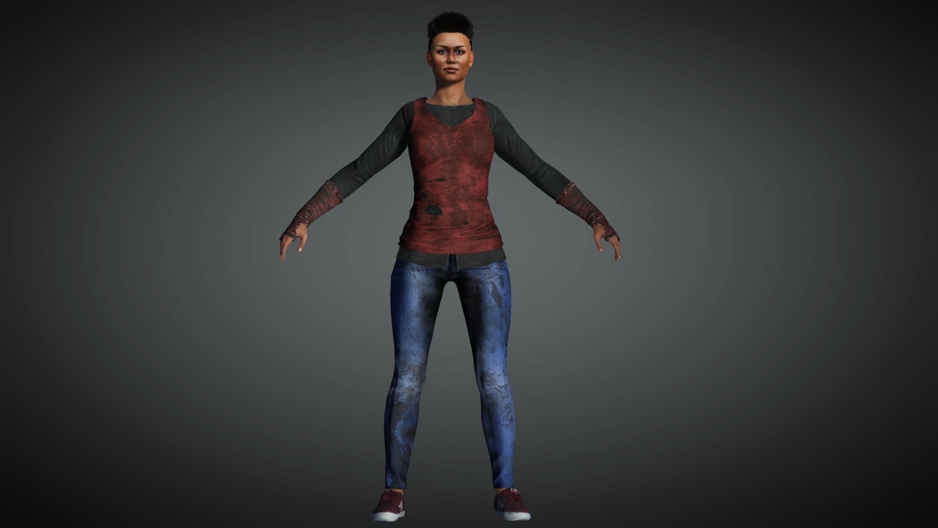 AAA Apocalypse Female Character 05 Low-poly 3D model_9
