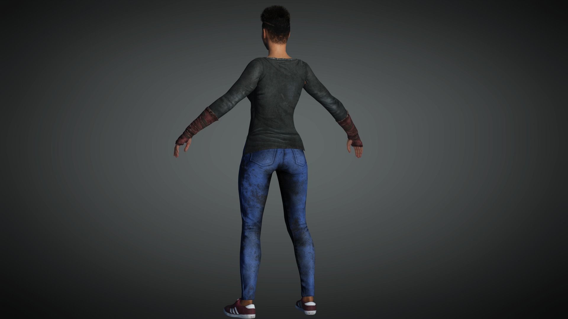 AAA Apocalypse Female Character 05 Low-poly 3D model_10