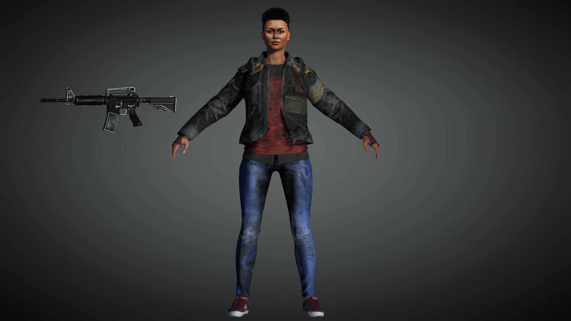 AAA Apocalypse Female Character 05 Low-poly 3D model_5