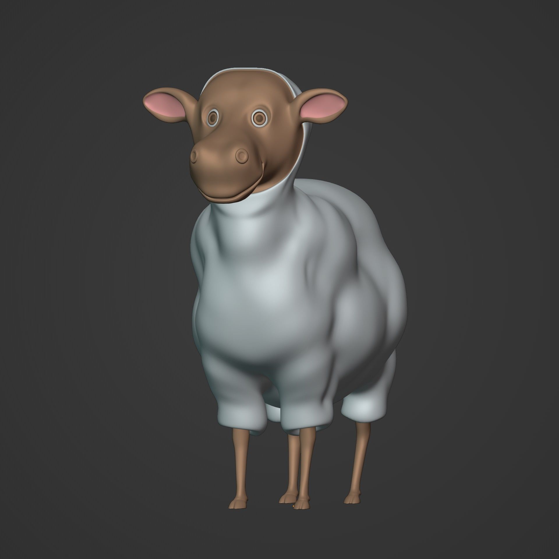 Cartoon Sheep Low-poly 3D model_3