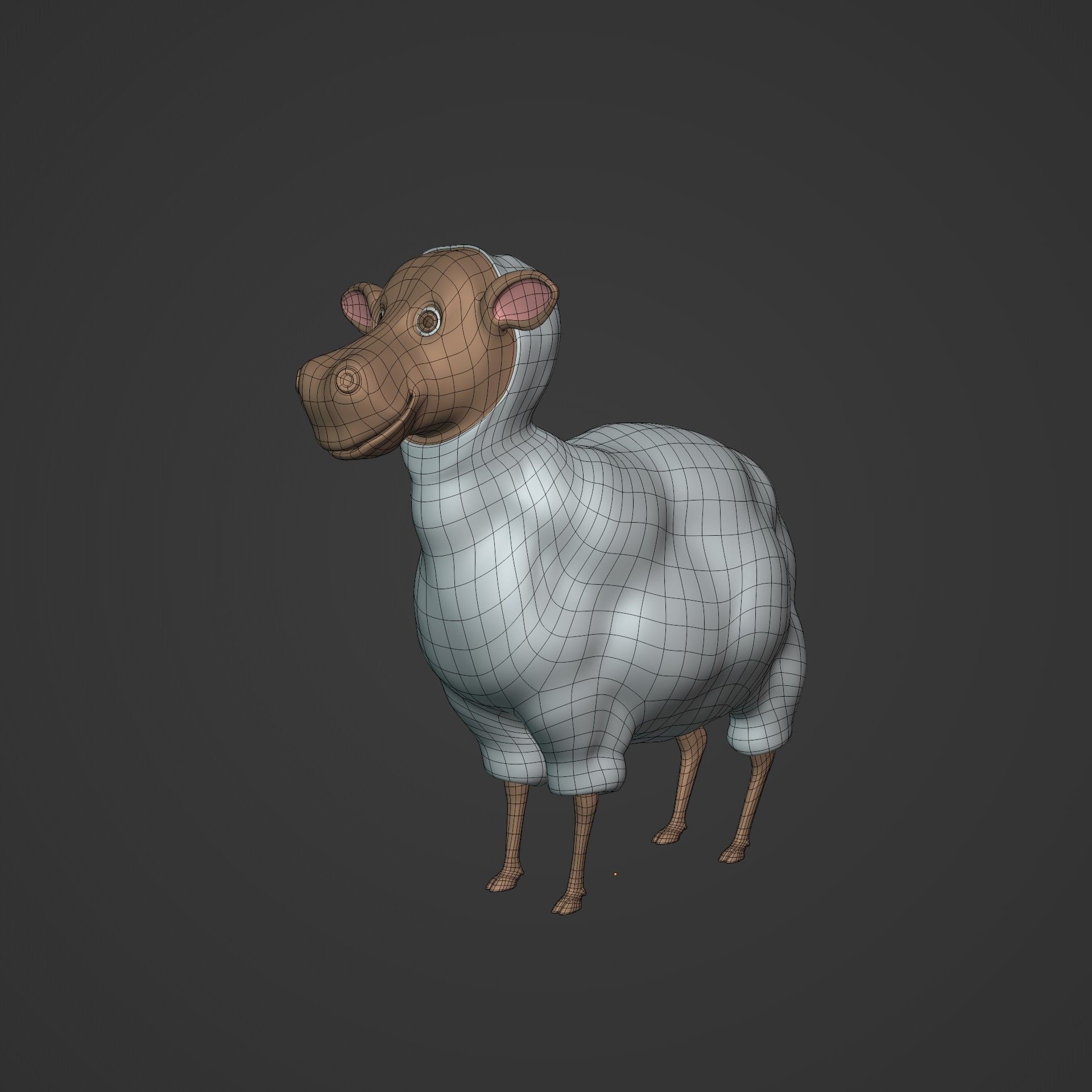 Cartoon Sheep Low-poly 3D model_2