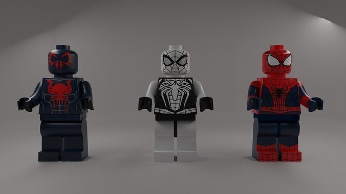 3 lego spiderman Low-poly 3D model