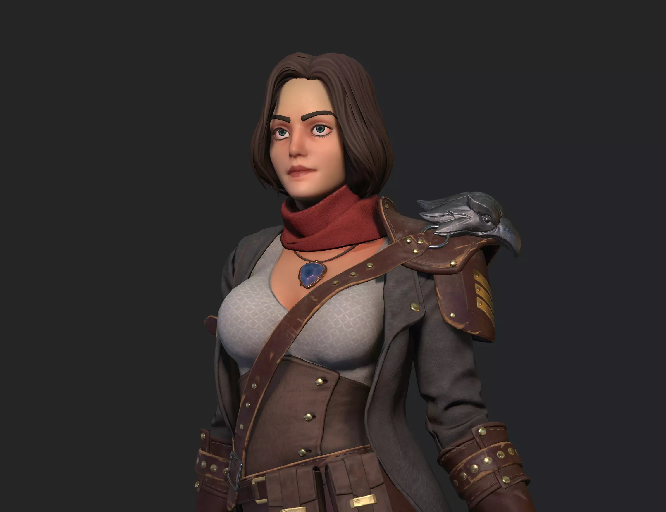 Female assassin Low-poly 3D model