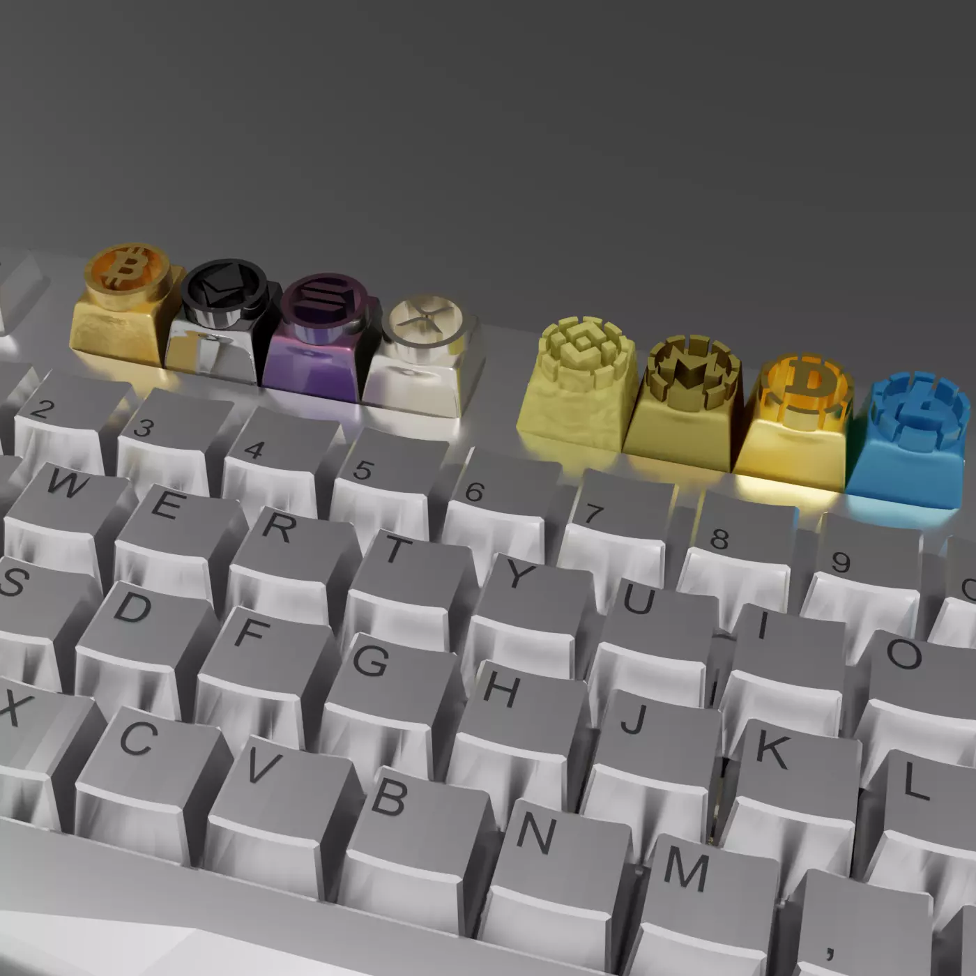 Cryptocurrency Logo 2 Set 8 Keycaps for Mechanical Keyboards 3D print model_0