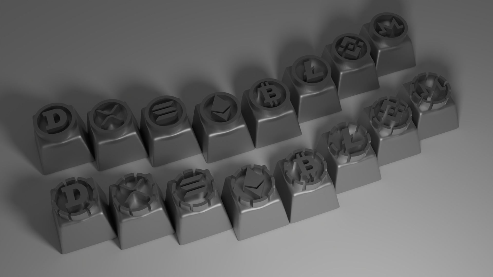 Cryptocurrency Logo 2 Set 8 Keycaps for Mechanical Keyboards 3D print model_1
