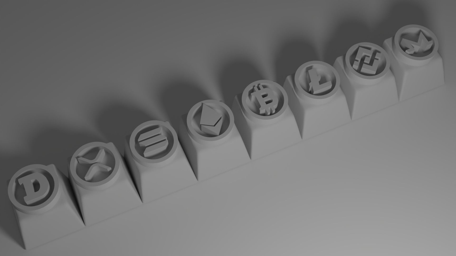 Cryptocurrency Logo 2 Set 8 Keycaps for Mechanical Keyboards 3D print model_9