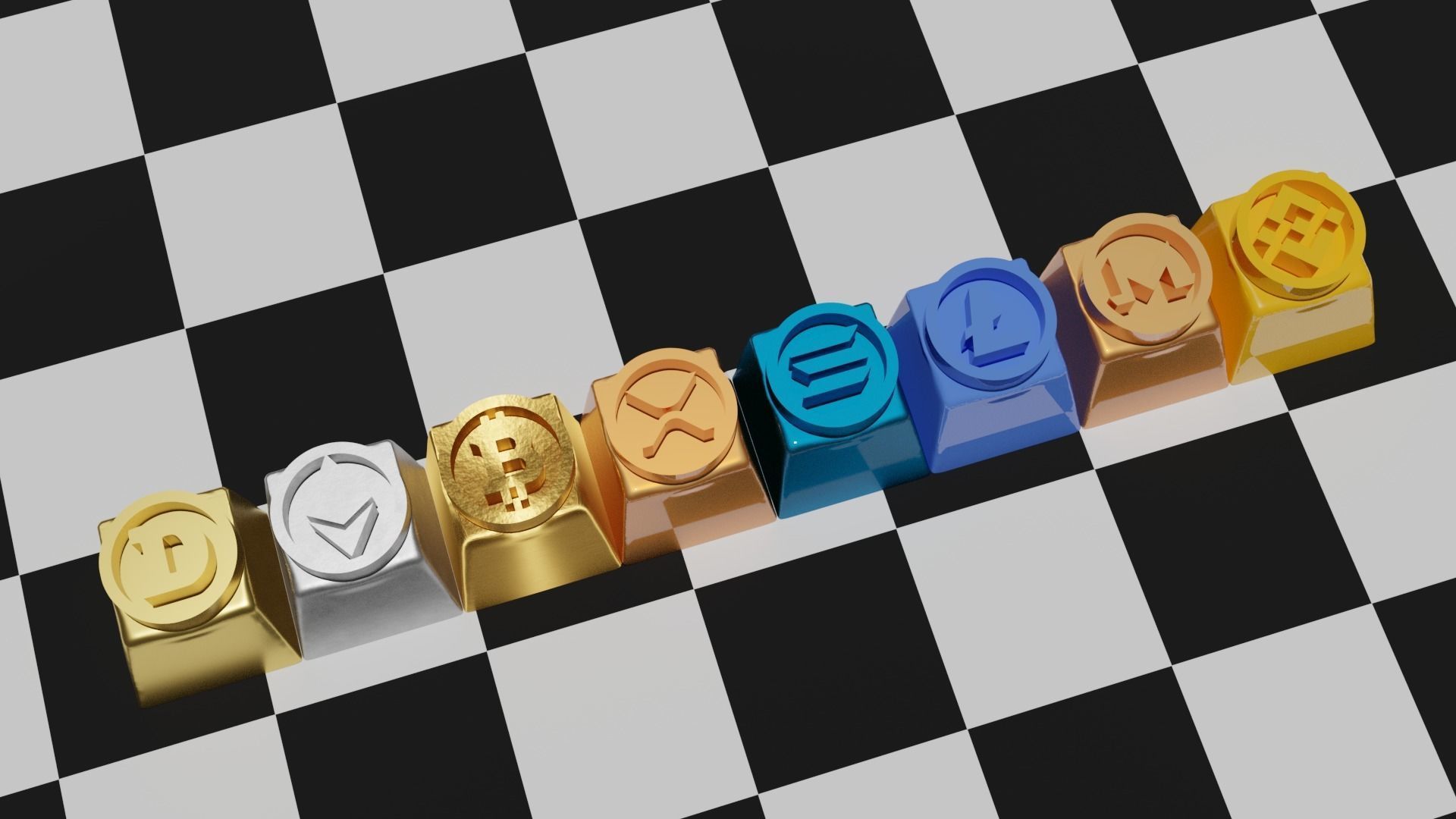 Cryptocurrency Logo 2 Set 8 Keycaps for Mechanical Keyboards 3D print model_2