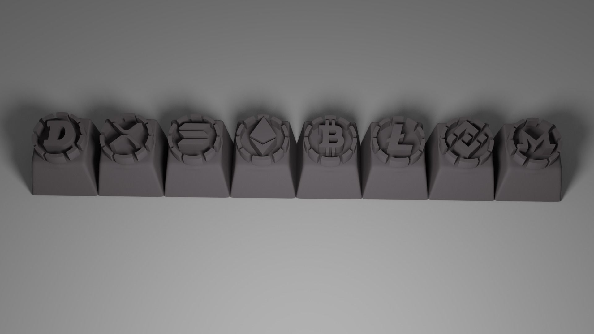 Cryptocurrency Logo 2 Set 8 Keycaps for Mechanical Keyboards 3D print model_4