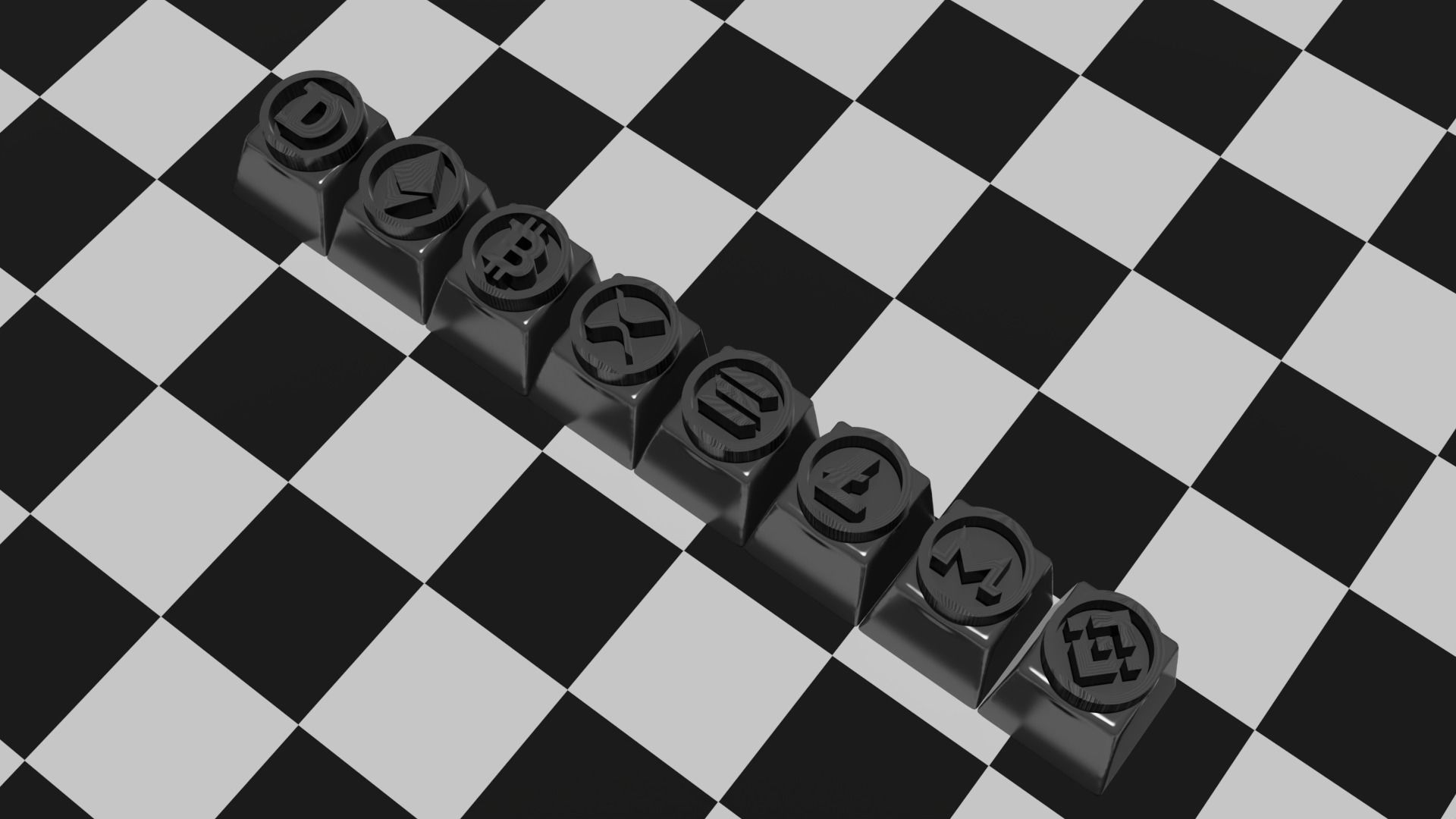 Cryptocurrency Logo 2 Set 8 Keycaps for Mechanical Keyboards 3D print model_3
