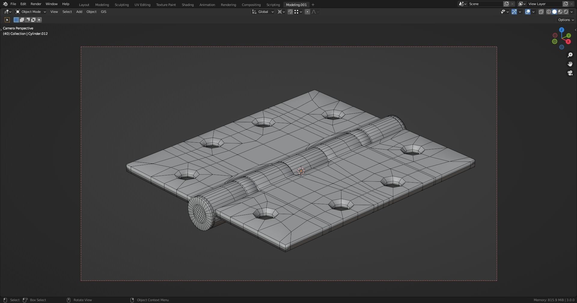 Two Ball Bearing Door Hinge for Blender 3D model_1