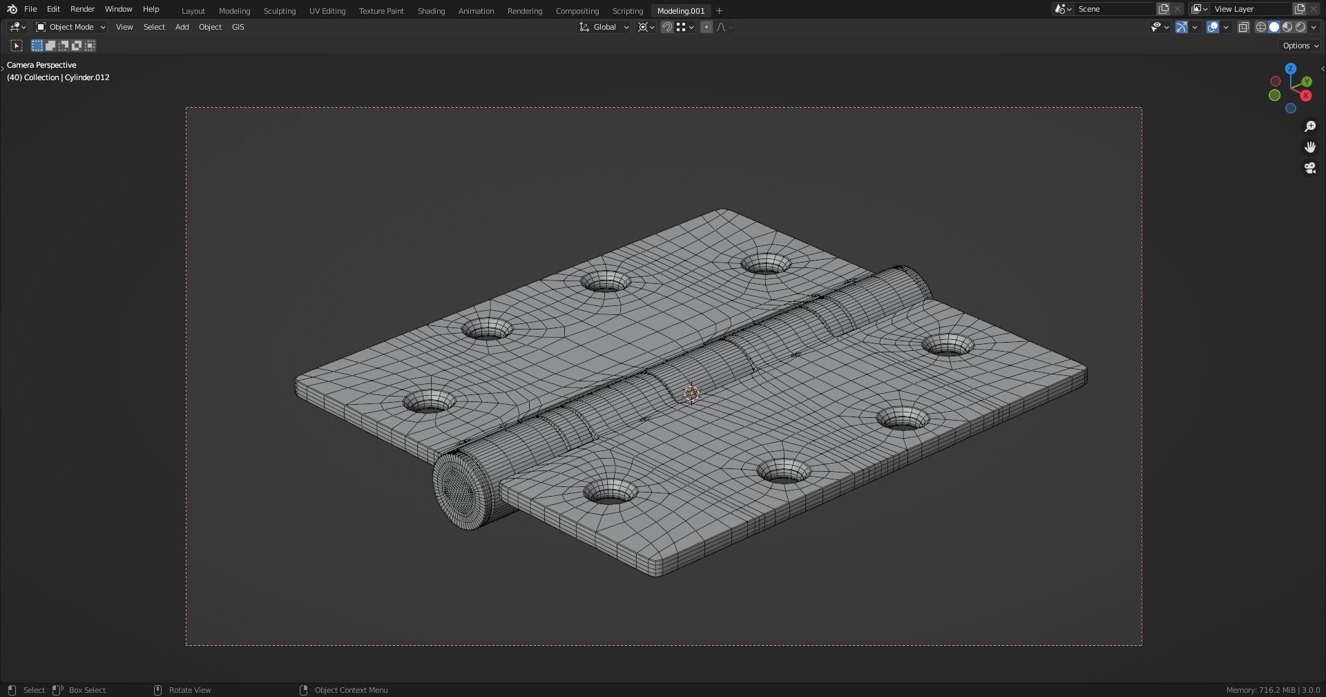 Two Ball Bearing Door Hinge for Blender 3D model_2