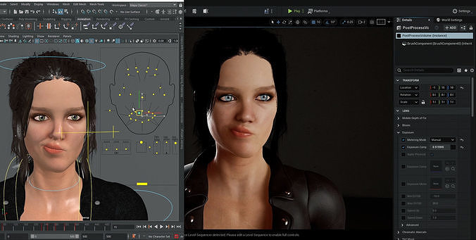 Unreal Engine 5 Maya Rigged Model With Facial Blendshapes Low-poly 3D model
