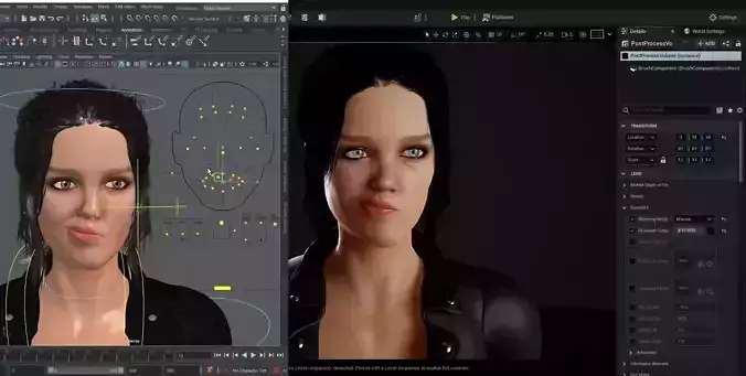 Unreal Engine 5 Maya Rigged Model With Facial Blendshapes Low-poly 3D model