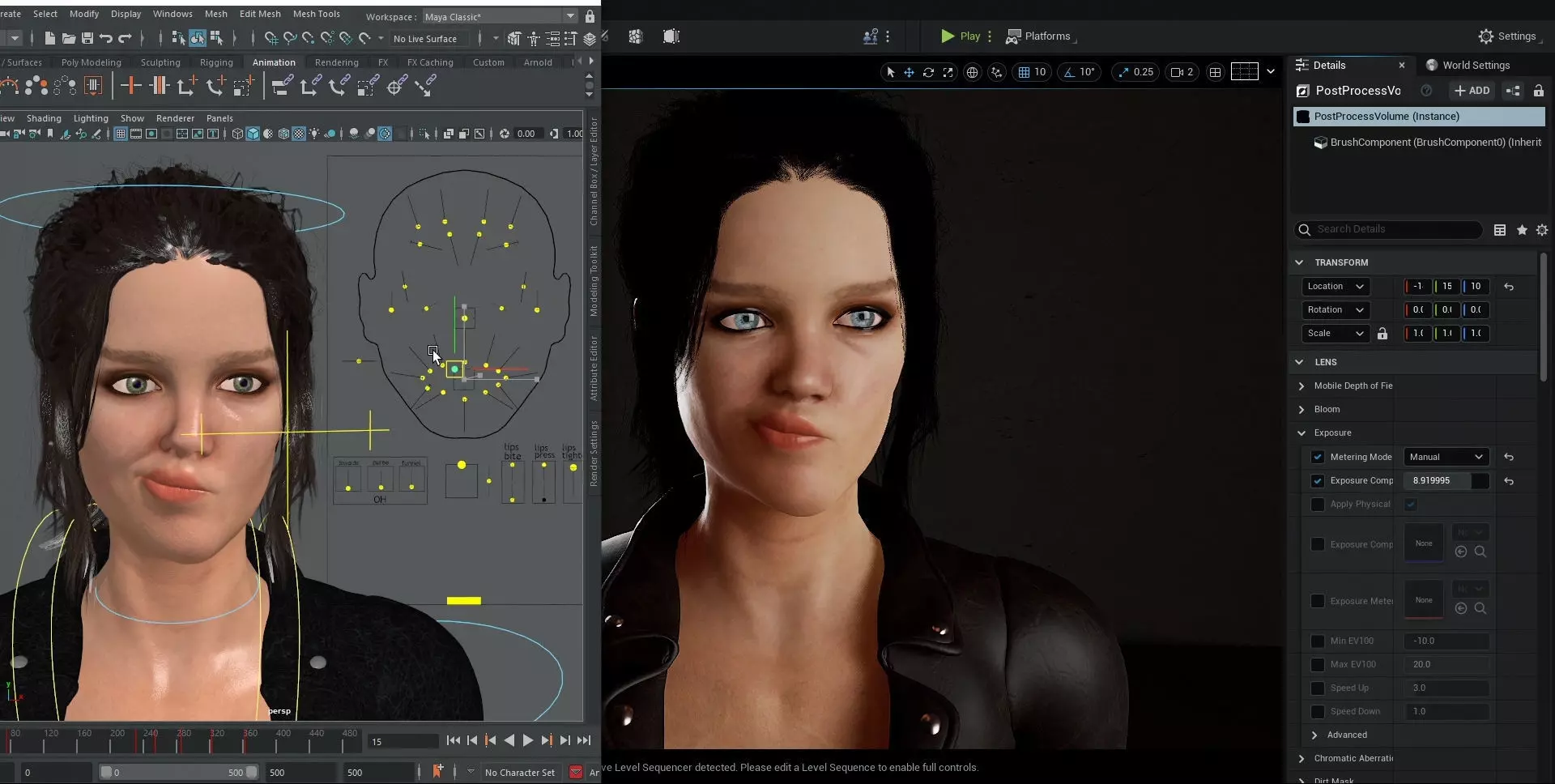 Unreal Engine 5 Maya Rigged Model With Facial Blendshapes Low-poly 3D model_0