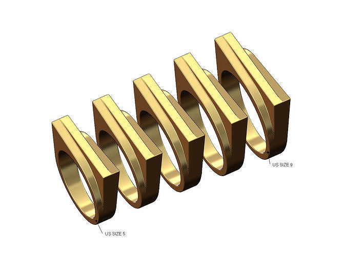 Overlapping steps statement signet US sizes 5to9 3D print model