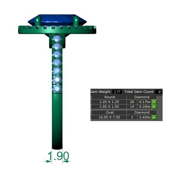 Oval halo Ring 3D print model_2