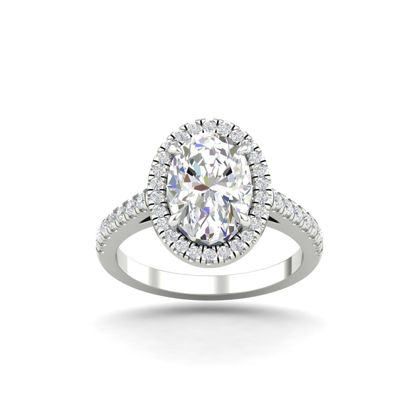 Oval halo Ring 3D print model_5