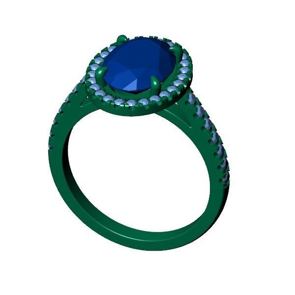 Oval halo Ring 3D print model_3