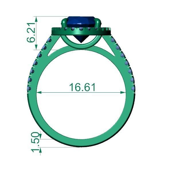 Oval halo Ring 3D print model_1