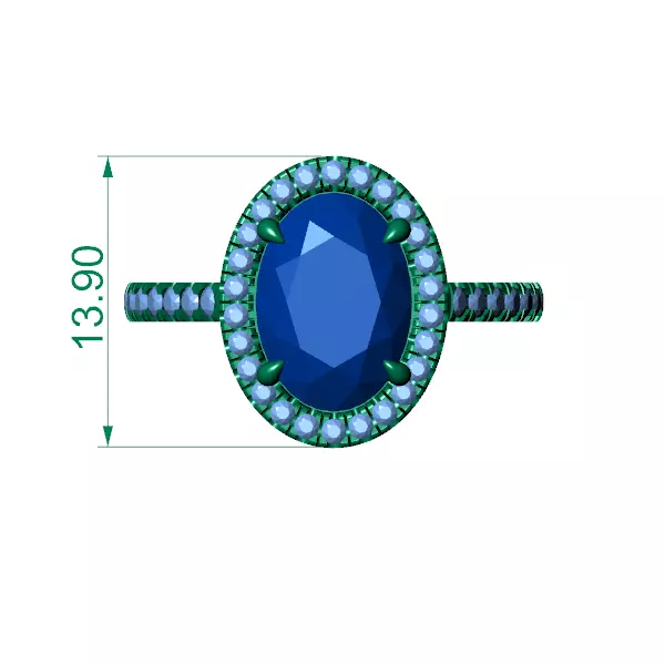 Oval halo Ring 3D print model_0