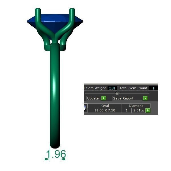 Oval Solitaire Ring 3D print model_2