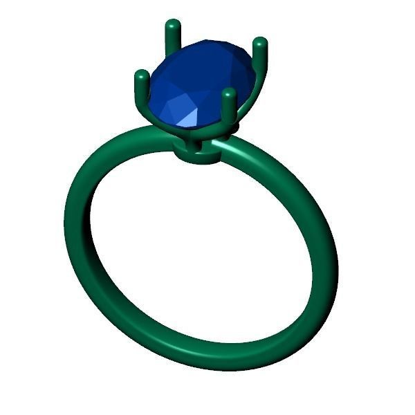 Oval Solitaire Ring 3D print model_3