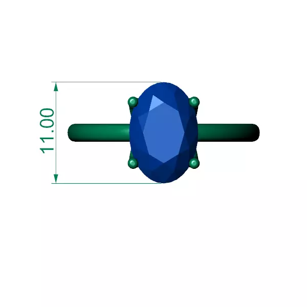 Oval Solitaire Ring 3D print model_0