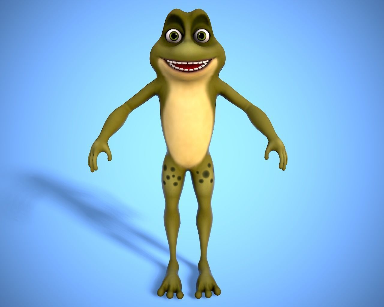 cartoon frog character Low-poly 3D model_2