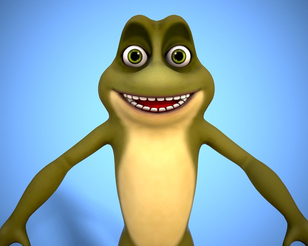 cartoon frog character Low-poly 3D model_9