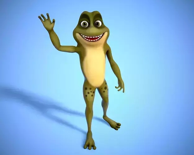 cartoon frog character Low-poly 3D model