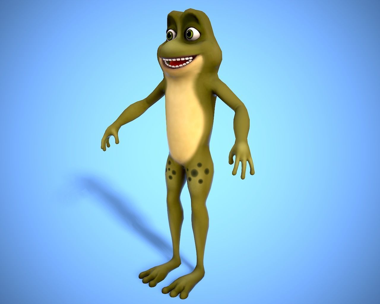 cartoon frog character Low-poly 3D model_8