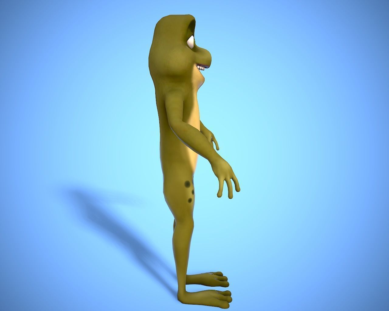 cartoon frog character Low-poly 3D model_3