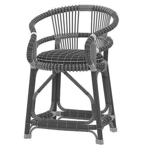 BOARD CHAIR WITH ROTAN 3d model Low-poly 3D model 5