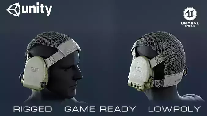 GSH 01 active headphones Low-poly 3D model