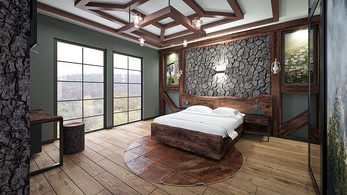 Hotel Room 3dsmax and V-ray  3D model