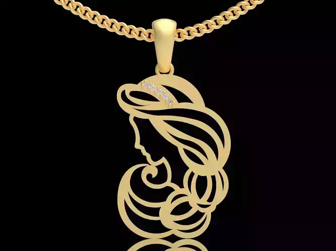 GIRL PENDANT  GOLD STERLING 3D PRINTABLE
