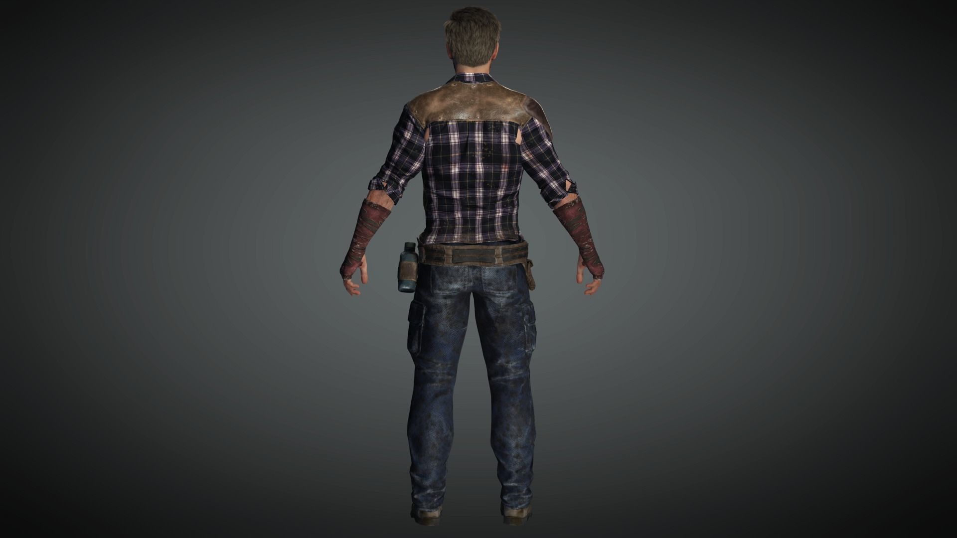 AAA Apocalypse Male Character 02 Low-poly 3D model_10