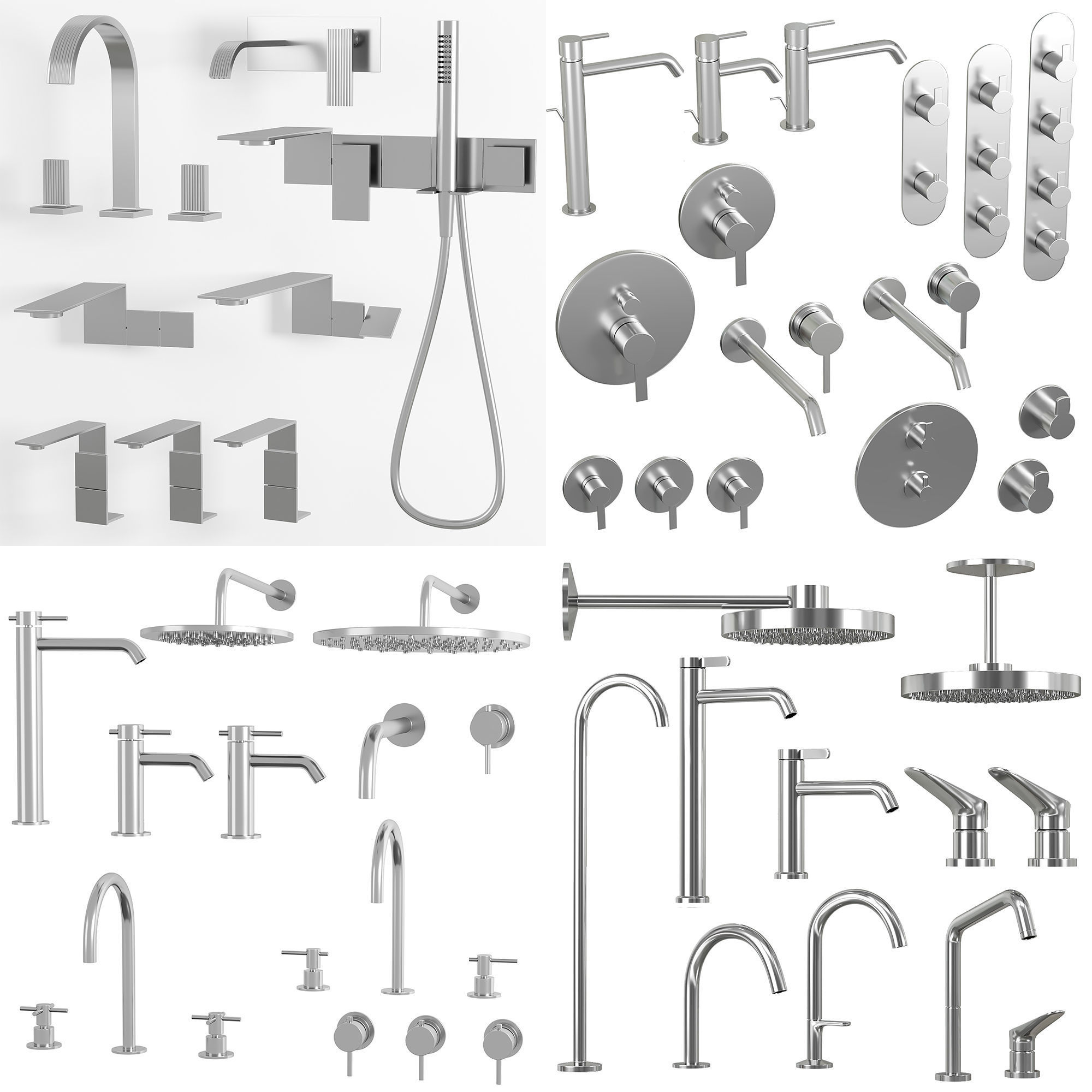 Taps and shower set 3D model_2