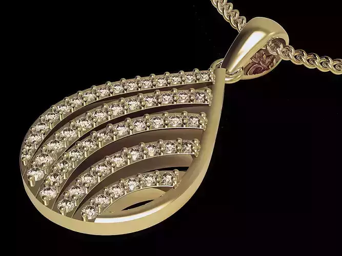 Drop gem pendant silver gold 3D printable model 3D print model